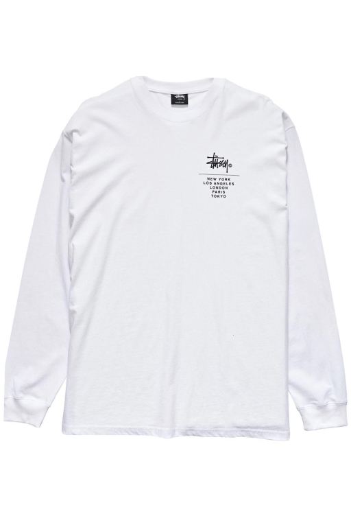 Stussy Mens City Stack Long Sleeve T Shirt White - JLQTB0392